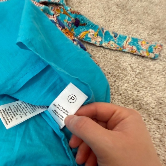 Hemant and Nandita Floral One Shoulder Cotton Eyelet Mini Dress Size Large - Picture 14 of 14